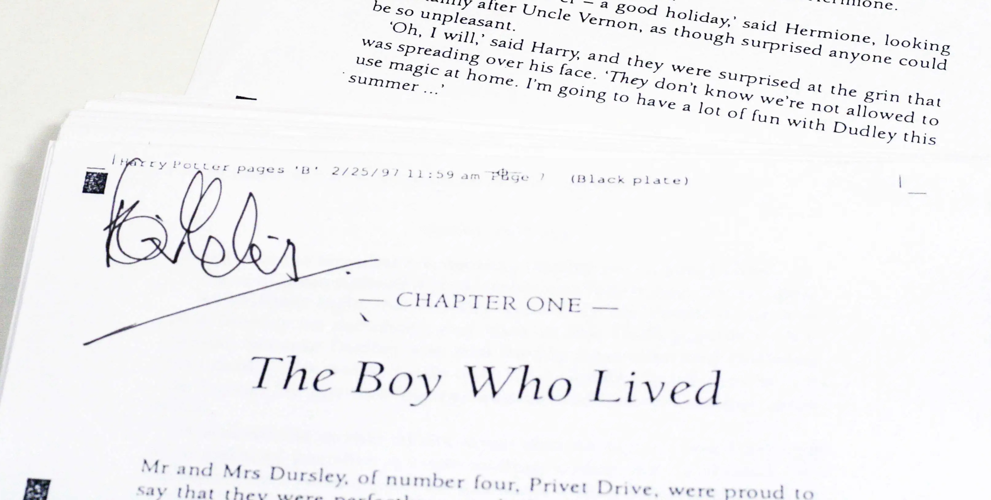 The earliest known printing of Harry Potter and the Philosopher's Stone, 25 February 1997